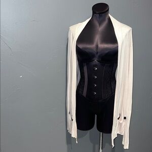 Michael Stars Baby Pink thin open cardigan with slot pockets and bows